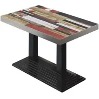 GGM Möbel BPY | Bistro Tisch | 130 x 80 x 81 cm | Quadratisch | Edelstahl Rand | Vintage Bunt / Schwarz