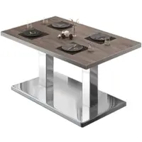 GGM Möbel BM | Bistro Loungetisch | B:T:H 120 x 70 x 41 cm | Light Wenge / Edelstahl
