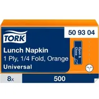 Tork Lunchservietten Orange, 1/4-Falz, 1-lagig, 33 cm × 33 cm, 8 × 500 Serviette...