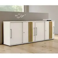 Kerkonn Schiebetürenschrank Büro weiß 2OH mit Akustikpaneel