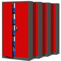 DELUKE MegaDeal 4x Aktenschrank abschließbar KADO - 5 Ebenen, Flügeltüren | Metallschrank Werkstatt Büroschrank aus Stahl, 185x90x40cm Anthrazit-Rot
