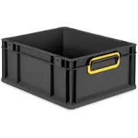 Proregal Eurobox NextGen Color, HxBxT 17x30x40cm, 16 Liter, Griffe gelb zu, Schwarz, Eurobehälter, Transportbehälter