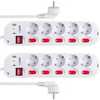 Revolt 2er-Set 5-fach-Steckdosenleiste, einzeln schaltbar, 1x USB-C, 1x USB-A