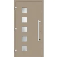 Haustuerenland.de Haustür mit Fingerprint "ELISABETH" 79 mm RC2 Graubeige RAL 1019 beidseitig außen öffnend DIN links