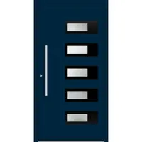 Haustuerenland.de Aluminium Haustür "CLARISSA" 60 mm RC2 flügelüberdeckend Stahlblau RAL 5011 beidseitig innen öffnend DIN links