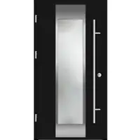 Haustuerenland.de Aluminium Haustür "BENJA" 82 mm RC2 Tiefschwarz RAL 9005 beidseitig außen öffnend DIN links