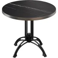 GGM Möbel BMLG | Bistro Tisch | Ø 80 x 75 cm | Rund | Edelstahl Rand | Schwarz Marmor / Schwarz