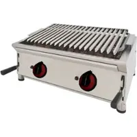 EURAST - Lavastein-gasgrill tischgrill aus edelstahl ohne spritzschutz - 700x550x330 mm - 11 Kw - 4472A807