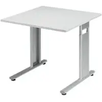 Geramöbel Speed Office Höhenverstellbar Schreibtisch Rechteckig Hellgrau Esche C-Fuß 800 (B) x 800 (T) x 820 (H) mm MFC (Melaminbeschichtete Spanplatte), Stahl