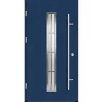Haustuerenland.de Aluminium Landhaustür "AURORA" 82 mm RC2 8 Sprossenfelder Saphirblau RAL 5003 beidseitig außen öffnend DIN links