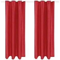 Arsvita 2er Pack Gardine Blickdicht Alessia mit Universalband 140x175cm rot
