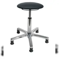 Proregal Drehhocker Atlanta, Sitzhöhe 55-73cm, Tragfähigkeit 110kg, Kunstleder-Sitz, Aluminium-Fußkreuz, Gleiter, Ringauslösung, Schwarz