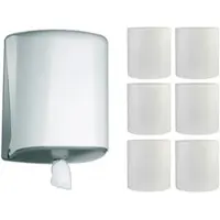 JM Metzger 1 Rollenhandtuchspender Jofel Azur Midi Box Weiß + 6 Handtuchrollen