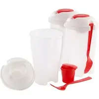 Rosenstein & Söhne 3er-Set Salat-to-go-Becher mit Dressingbehälter & Gabel, auch für Obst