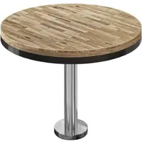 GGM Möbel MML | Bistro Massiv Tisch | Rund | Ø 80 x 77 cm | Eiche / Edelstahl