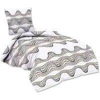 EXKLUSIV HEIMTEXTIL Bettwäsche Baumwolle MARIE 2 teilig Reißverschluss Welle schwarz-weiss Marke 135 x200 cm + 80 x80 cm