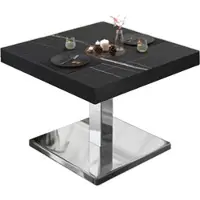 GGM Möbel BM | Bistro Loungetisch | B:T:H 70 x 70 x 41 cm | Schwarz Marmor / Edelstahl