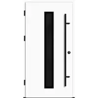 Haustuerenland.de Aluminium Haustür "AURORA" 82 mm RC2 BLACKLINE Weiß RAL 9016 beidseitig außen öffnend DIN links