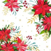 Home Fashion , Traditional Poinsettia white, 33 cm x 33 cm, 1/4 Falz, 20 St. pro Pack, 12 Pack pro Karton