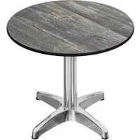 GGM Möbel CPBL | HPL Bistro Tisch | Ø:H 60 x 78 cm | Rustikal Kiefer / Aluminium | Klappbar + Zusatzgewicht | Rund