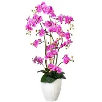 Creativ Green künstliche Pflanze Orchidee Phalaenopsis x12, ca 110cm, lilapink, Real Touch, 12 Bl., mit Erde, in Keramik