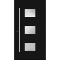 Haustuerenland.de Aluminium Haustür "MARGARETE" 90 mm RC2 Signalschwarz RAL 9004 beidseitig außen öffnend DIN rechts