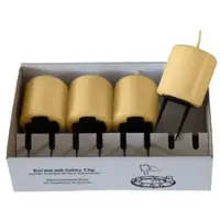 Kopschitz Kerzen 4er Set Adventskerzen mit Safety Clip und Kerzenstecker (Haltekrallen) Beige 6 x ? 5 cm