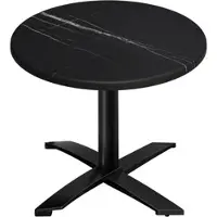 GGM Möbel WTG | Bistro Außen Tisch | Ø:H 70 x 75,5 cm | Schwarz Marmor / Schwarz | Rund | Zusatzgewicht