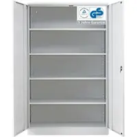 Proregal Stahlschrank BEE mit 5 lackierten Fachböden | HxBxT 195x120x50cm | Lichtgrau-Lichtgrau | Werkstattschrank Werkzeugschrank Aktenschrank