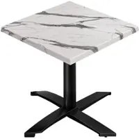 GGM Möbel WTG | Bistro Außen Tisch | B: T: H: 70 x 70 x 75,5 cm | Weiß Marmor / Schwarz | Quadratisch | Klappbar + Zusatzgewicht