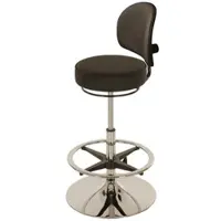 Proregal Drehhocker Indianapolis High, Rückenlehne | Sitzhöhe 58-83cm | Tragfähigkeit 110kg | Kunstleder-Sitz | Stahltellerfuß, Fußring | Schwarz