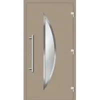 Haustuerenland.de Smarte Haustür "GERALDINE" 79 mm RC2 mit Fingerprint Graubeige RAL 1019 beidseitig außen öffnend DIN rechts