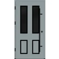 Haustuerenland.de Aluminium Landhaustür "CORGINA" 82 mm RC2 BLACKLINE Silbergrau RAL 7001 beidseitig außen öffnend DIN links