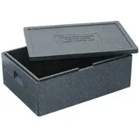 BRB-Lagertechnik BRB Thermobox Größe 1 mit Deckel, EPP, schwarz, mit Deckel, schwarz, 685 x 485 x 260 mm, kältebeständig bis -40°C, hitzebeständig bis +120°C