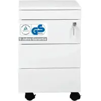 Proregal Rollcontainer Eagle | 3+1 Schubladen | Seitengriff + Materialfach | HxBxT 61x40x60 cm | Metalldeckplatte | Weiß