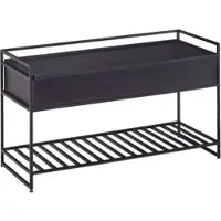 KADIMA DESIGN Sitzbank mit Stauraum 90x52x38 cm Mango Massivholz / Metall Flurbank Schwarz, Schuhbank mit Sitzfläche Klein, Schmale Garderobenbank mit