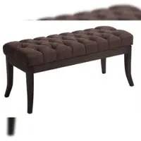DELUKE Sitzbank CANNES - Stoff Braun 100x38x46 cm Dunkelbraun | Sitzbank Flur Sitzhocker Esszimmerbank Polsterbank Schlafzimmerbank