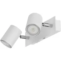 Ledscom.de Wandspot WAIKA, zweiflammig, mit Schalter, weiß matt, inkl. GU10 LED, PAR16, warmweiß, je 6,3W, 374lm, 70°, 3-Stufen-Dimmer – Weiß / 374lm (6,3w) / 3-stufen-dimmer / Lichtfarbe: Warmweiß, G