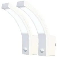 Lunartec 2er-Set LED-Außenwandleuchte, PIR-Sensor, 1.100 lm, 15 W, IP65, weiß