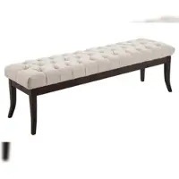DELUKE Sitzbank CANNES - Stoff Creme 150x38x46 cm Dunkelbraun | Sitzbank Flur Sitzhocker Esszimmerbank Polsterbank Schlafzimmerbank