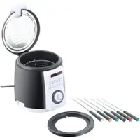 Rosenstein & Söhne Kompakte Tisch-Fritteuse mit Fondue-Set, 0,9 Liter, 840 Watt