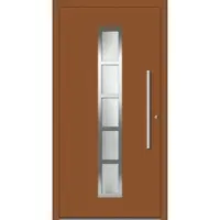 Haustuerenland.de Aluminium Haustür RC2 "LOTTE" 78 mm Lehmbraun RAL 8003 beidseitig innen öffnend DIN rechts