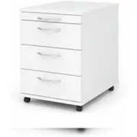 Proregal Rollcontainer Karri | Weiß | HxBxT 59x42,8x58cm | Bogengriff | 3 Schübe | Kugelführung, Teilauszug