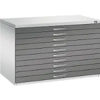 C+P Planschrank aus Stahl, für Formate bis DIN A1, 10 Schubladen
