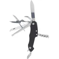 Wellhome - Taschenmesser aus Edelstahl mit 15 Funktionen und schwarzem Griff, 9,5 cm