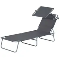 Outsunny Sonnenliege Gartenliege Wellnessliege Strandliege klappbar mit Sonnenschutz (Grau)