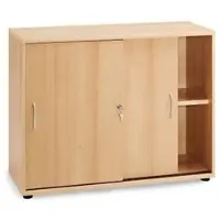 Proregal Möbelpartner Schiebetürenschrank Lion | Small | HxBxT 76x100x40 cm | 2 Fächern | Buche | Büroschrank von