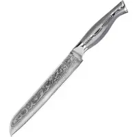 WOLFCUT - Damaskus Brotmesser 20 cm Klinge 67-lagiger Damaszenerstahl mit Geschenkbox