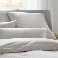 Elegante Mako-Satin Bettwäsche Hamburger Streifen 200x220 cm + 2x 40x80 cm | sand - beige