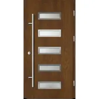 Haustuerenland.de Aluminium Haustür "AGADA" 82 mm RC2 Golden Oak holzähnlich beidseitig außen öffnend DIN rechts